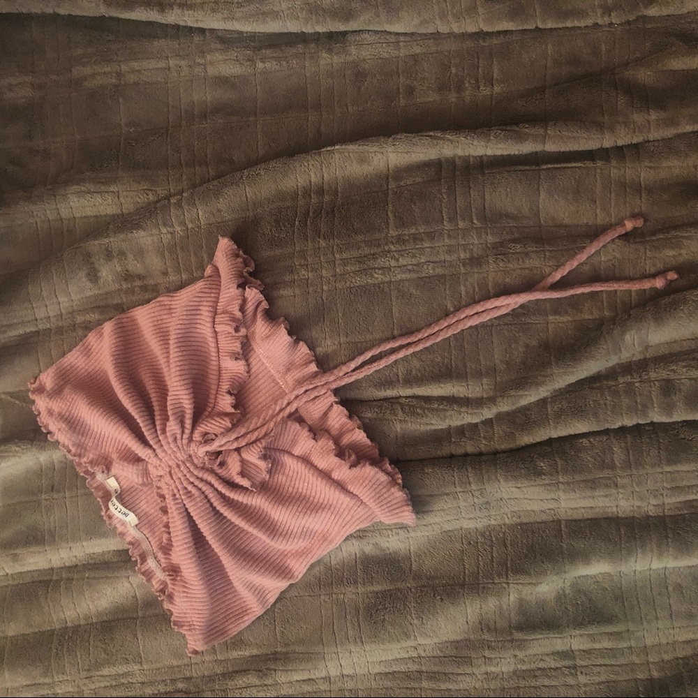 Ruched Front Pink Bandeau Top